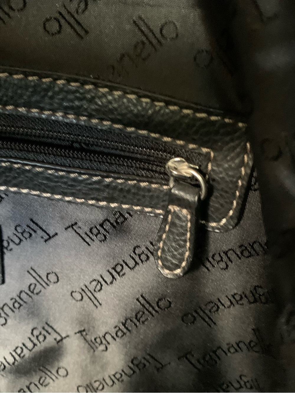 Tignanello Large Black Pebbled Leather Hobo Shoulder Bag Tote - Picture 15 of 16